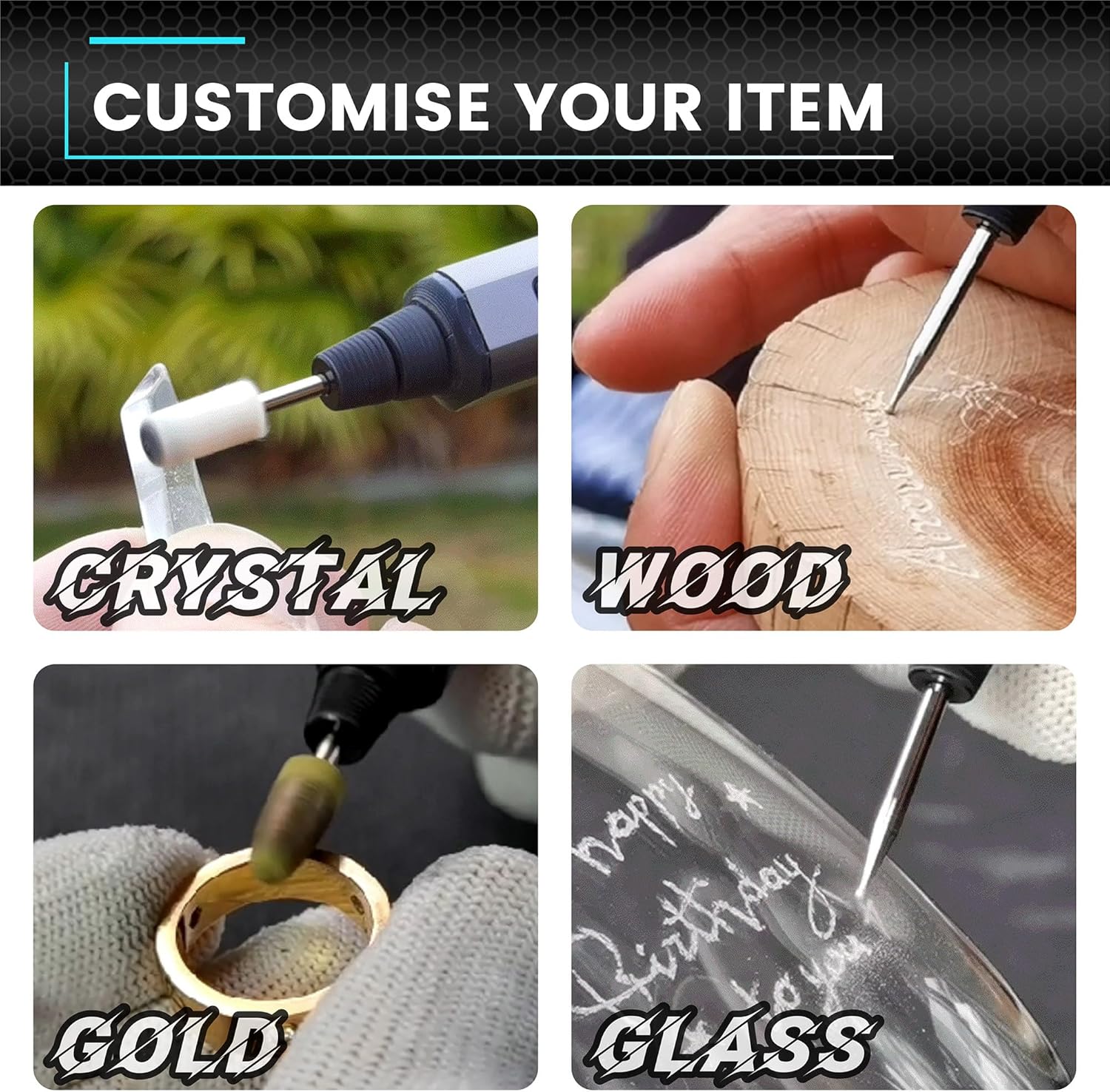 AM ARROWMAX Mini Electric Engraving Pen, HollowCup Motor, 42 Bits with Aluminum Case, OLED, Magnetic Charge, Mini Cordless Rotary Tool, Engraving Pen for Bead, Metal, Wood, Glass and Plastic (SGS) - Image 2