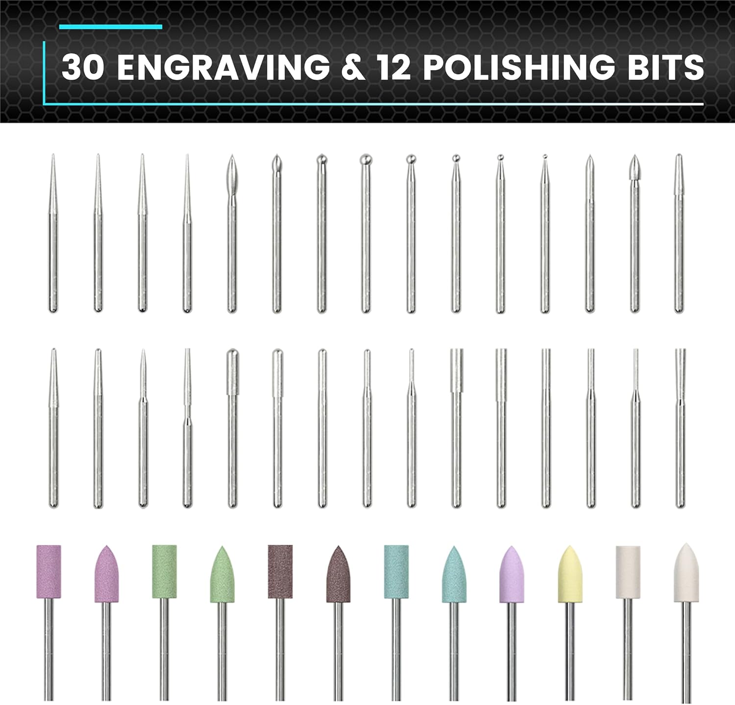 AM ARROWMAX Mini Electric Engraving Pen, HollowCup Motor, 42 Bits with Aluminum Case, OLED, Magnetic Charge, Mini Cordless Rotary Tool, Engraving Pen for Bead, Metal, Wood, Glass and Plastic (SGS) - Image 6