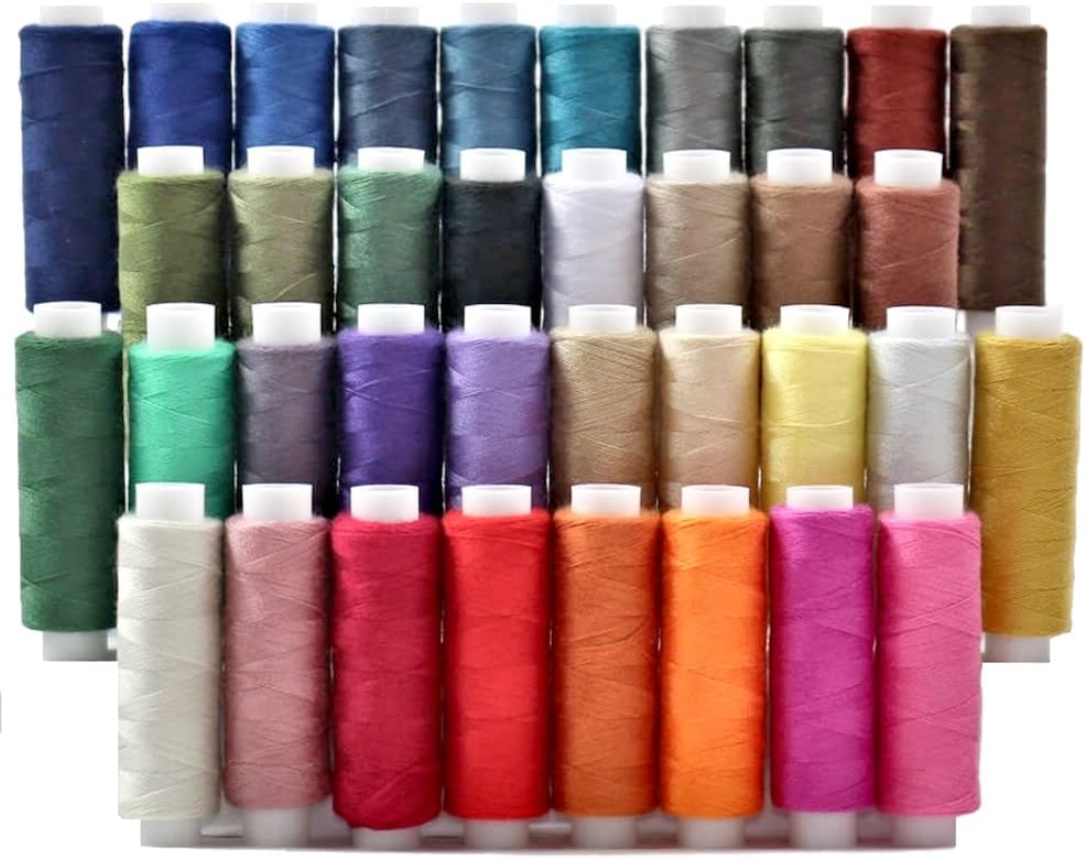 BlesSew Sewing Threads for Sewing Machine and Hand Stitching in Storage Gift Package – 36 Assortment Colors on Spools of 150 Yards Each - Include Black and White