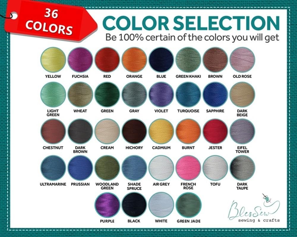 BlesSew Sewing Threads for Sewing Machine and Hand Stitching in Storage Gift Package – 36 Assortment Colors on Spools of 150 Yards Each - Include Black and White - Image 2