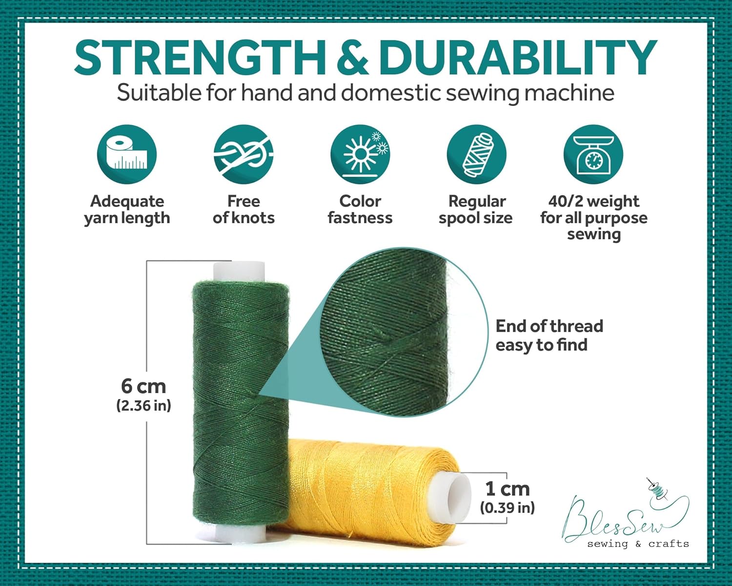 BlesSew Sewing Threads for Sewing Machine and Hand Stitching in Storage Gift Package – 36 Assortment Colors on Spools of 150 Yards Each - Include Black and White - Image 4