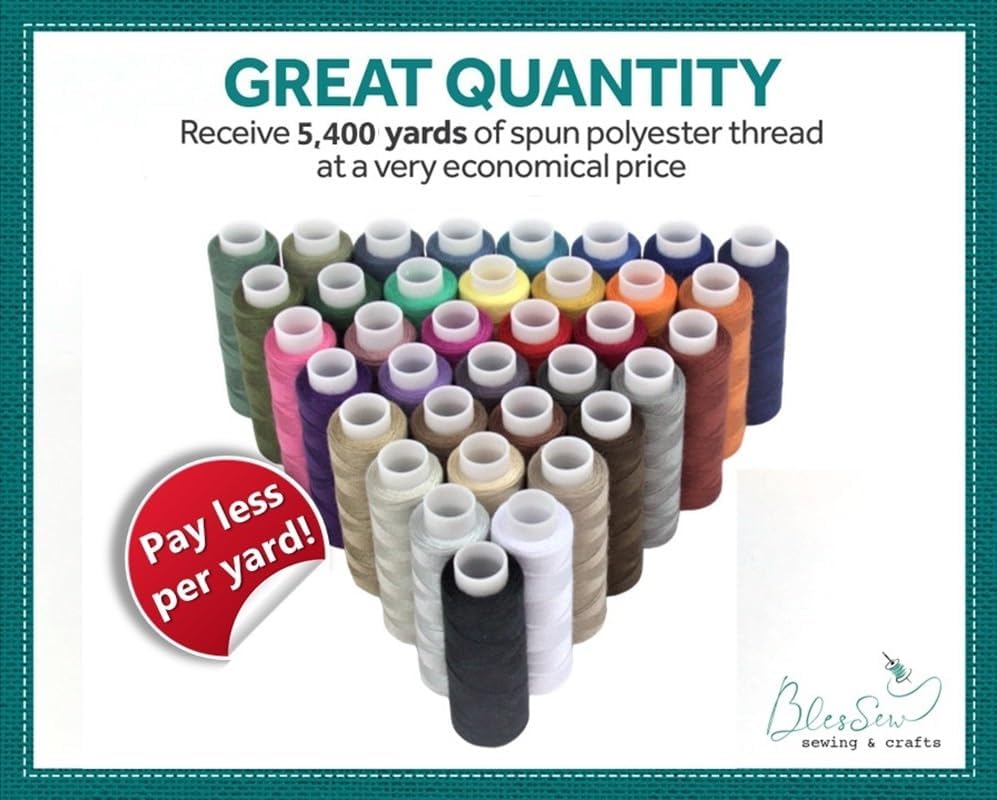 BlesSew Sewing Threads for Sewing Machine and Hand Stitching in Storage Gift Package – 36 Assortment Colors on Spools of 150 Yards Each - Include Black and White - Image 5