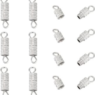 UNICRAFTALE 10Pcs Screw Twist Clasps Barrel Screw Clasps Stainless Steel Screw Claps Screw Type Connector Cord End Cap Fastener for DIY Jewelry Making Necklaces Bracelet Clasps